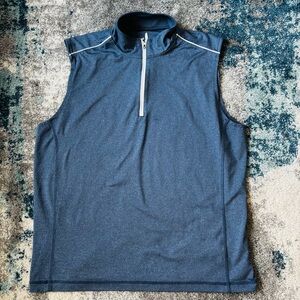 Johnnie-O Pullover Vest Golf 1/4 Zip Sleeveless Stretch Blue Men Size Medium